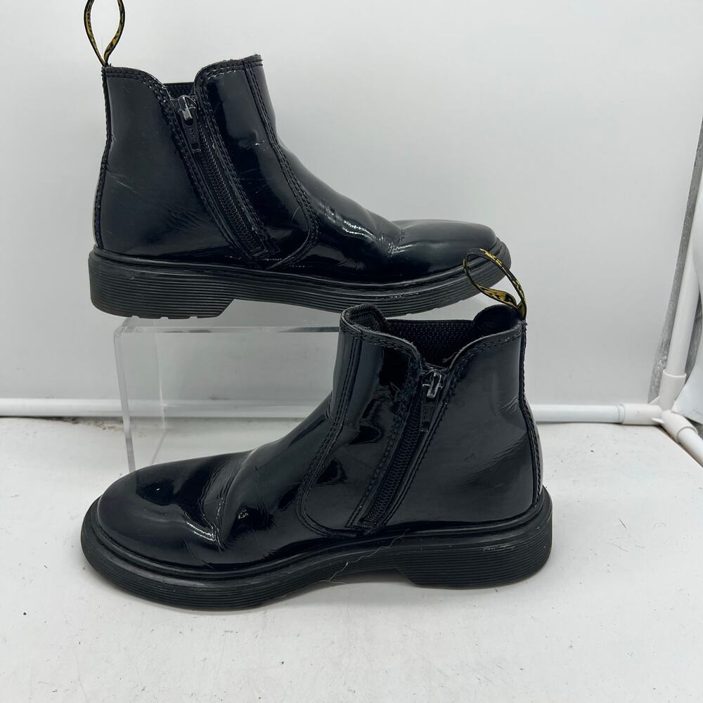 Dr. Martens Booties Boots Womens 5 Black Patent Chelsea Slip Resistant Ankle - Picture 2 of 9